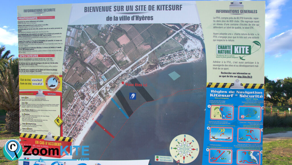 zone de kitesurf le merou pratiquer le kite a hyeres panneau zoomkite